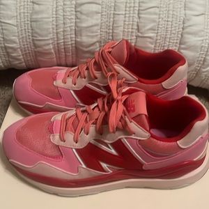 Pink, red, and white New balance